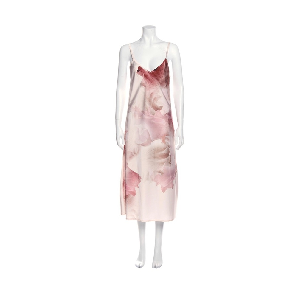 All Saints Pink Floral Slip Midi Dress